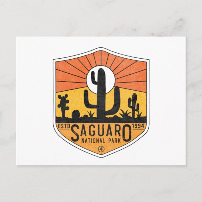 Retro Saguaro National Park Arizona Tucson Cactus Postcard (Front)