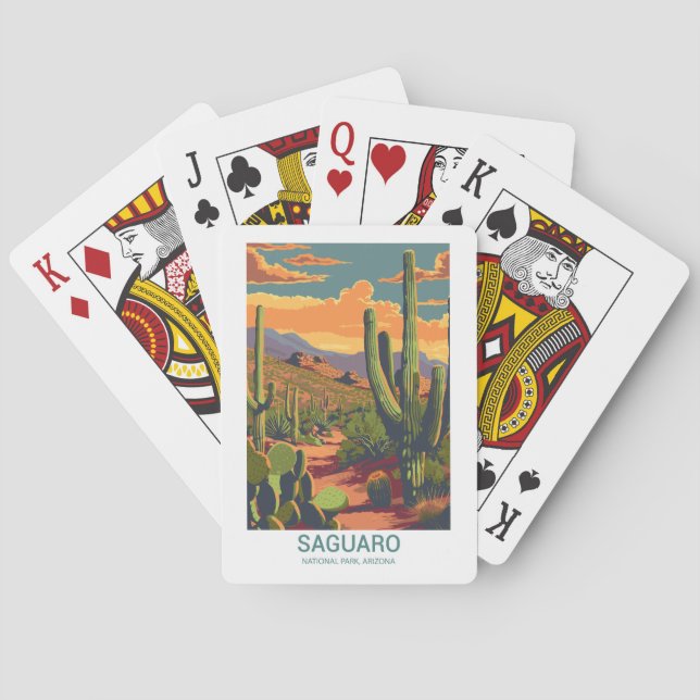 Retro Saguaro Scenic View   Playing Cards (Back)