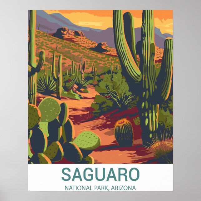 Retro Saguaro Scenic View   Poster (Front)
