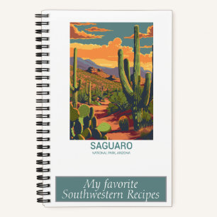 Retro Saguaro Scenic View Recipe Notebook