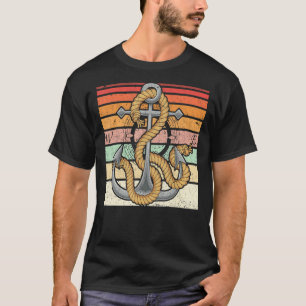 Retro Sail Boat Anchor Skipper Nautical Sailor Sai T-Shirt