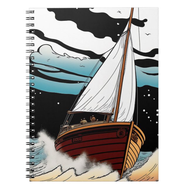 Retro Sailboat Adventure Notebook (Front)