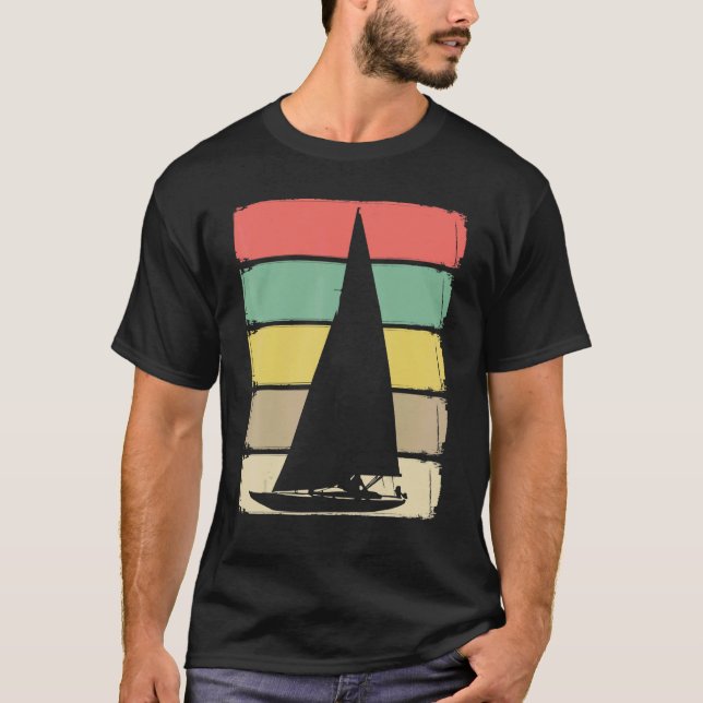 Retro Sailboat Skipper Ship Catamaran Yacht Sail S T-Shirt (Front)