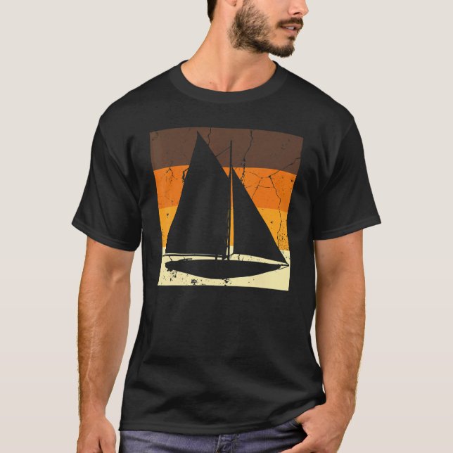 Retro Sailboat Skipper Ship Catamaran Yacht Sail S T-Shirt (Front)