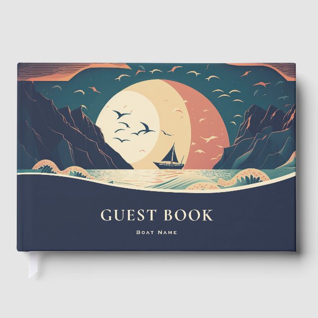 Retro Sailing Boat Guest Book (Front)