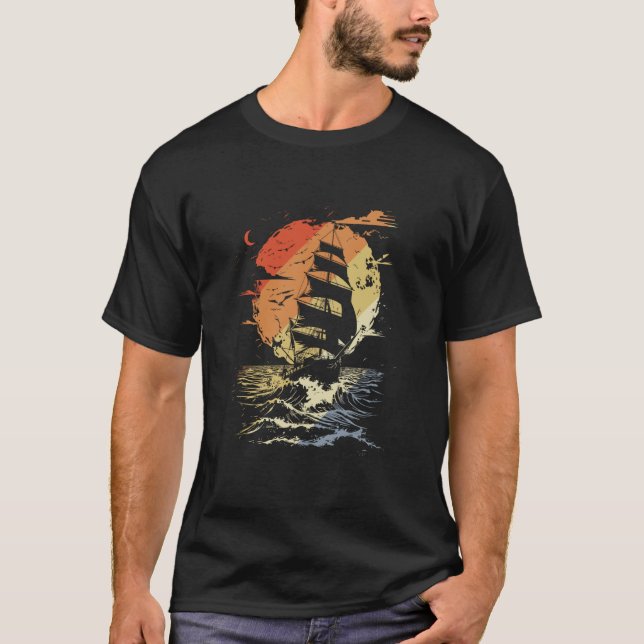 Retro Sailing Graphic Boat Sport T-Shirt (Front)