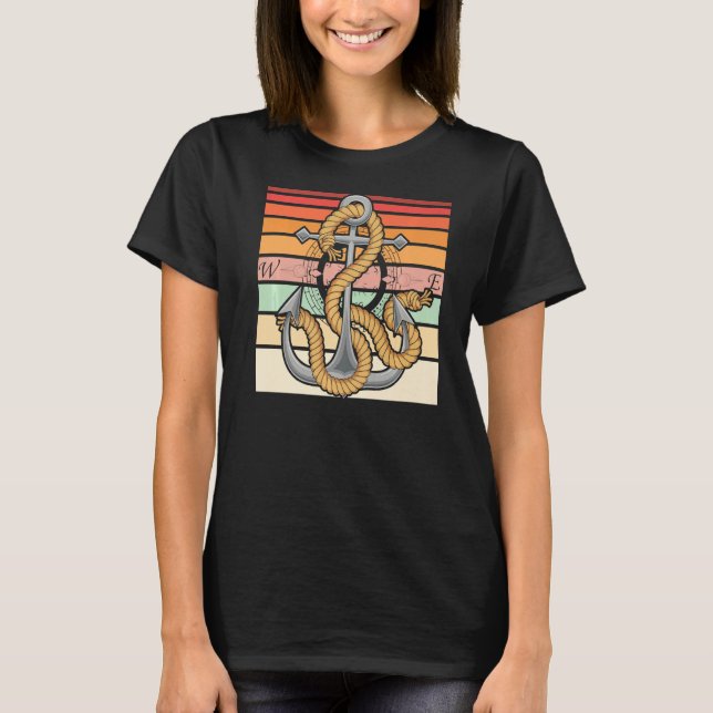 Retro Sailor Anchor Sailing   T-Shirt (Front)