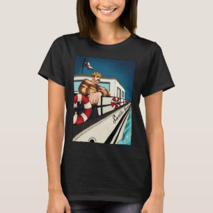 Retro Sailor at Sunset: Vintage Nautical Comic Cha T-Shirt