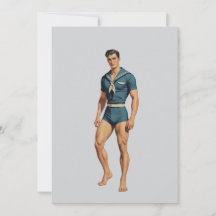 Retro Sailor in Navy Blue Swimsuit