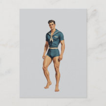 Retro Sailor in Navy Blue Swimsuit