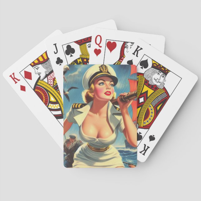 Retro Sailor Pin-up Playing Cards (Back)