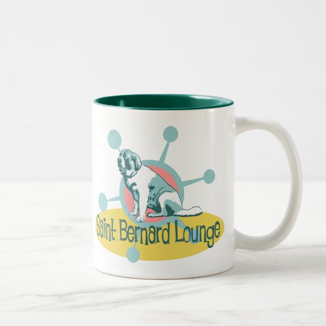 Retro Saint Bernard Lounge Two-Tone Coffee Mug (Right)