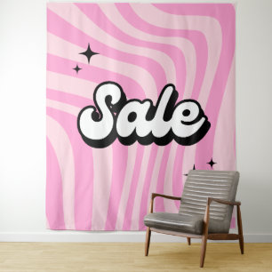 Retro Sale Banner, Pink Sale Sign, Retail Store Tapestry