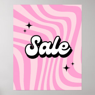 Retro Sale Sign, Pink Sale Poster, Boutique Store  Poster