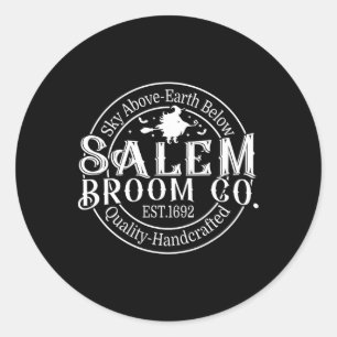 Retro Salem Broom Company Est 1692 Massachusetts H Classic Round Sticker