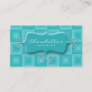 Retro Salon Spa Business Card Square Turquoise
