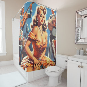 Retro Salsa Pin-up Shower Curtain