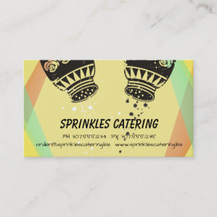 Retro salt pepper chef catering business card