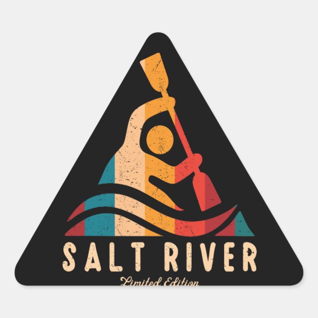 Retro Salt River Kayaking Triangle Sticker (Front)