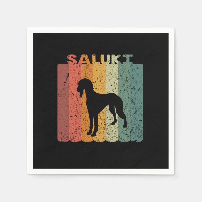 Retro Saluki Dog Lover Gift Idea Napkin (Front)
