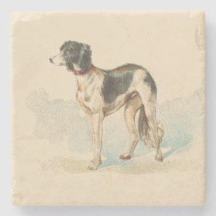 Retro Saluki Print Stone Coaster
