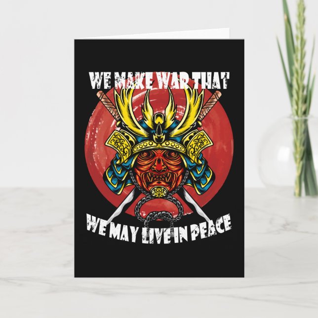Retro Samurai Helmet - Samurai Quote About Peace Card (Front)