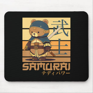 Retro Samurai Teddy Japanese Art Perfect for Anime Mouse Mat