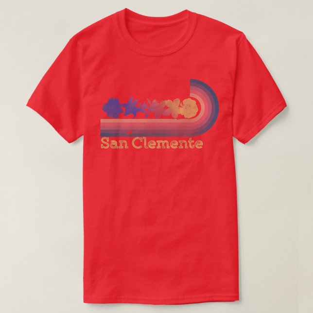 Retro San Clemente Tropical Flowers 80s Style Surf T-Shirt (Design Front)