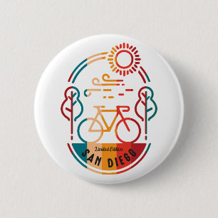 Retro San Diego Bike Trail. 6 Cm Round Badge