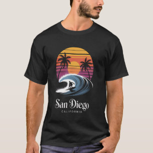 Retro San Diego California Beach Vibes Summer Brea T-Shirt