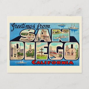 Retro San Diego Greeting Postcard