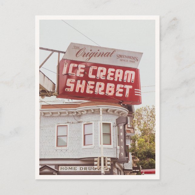 Retro San Francisco Swensons Neon Sign Photo Postcard (Front)