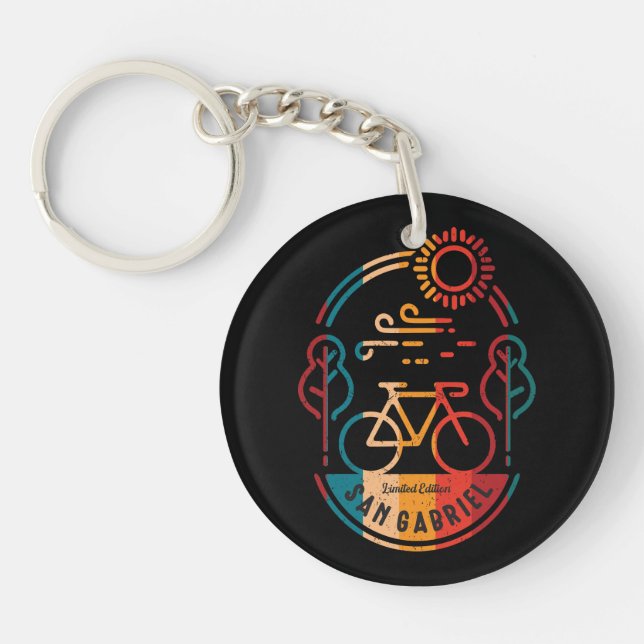 Retro San Gabriel Bike Trail. Key Ring (Front)