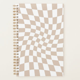 Retro Sand Pink Chequered Warped Chequerboard Planner