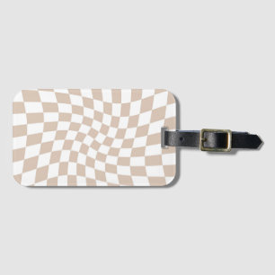 Retro Sand Rose Pink Pastel Warped Chequerboard  Luggage Tag