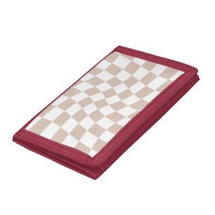Retro Sand Rose Pink Pastel Warped Chequerboard  Trifold Wallet