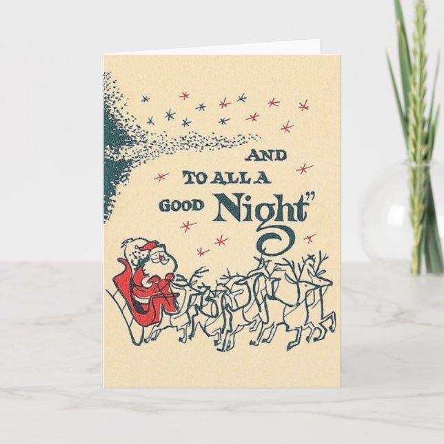 Retro Santa And Reindeer Christmas Card (Front)