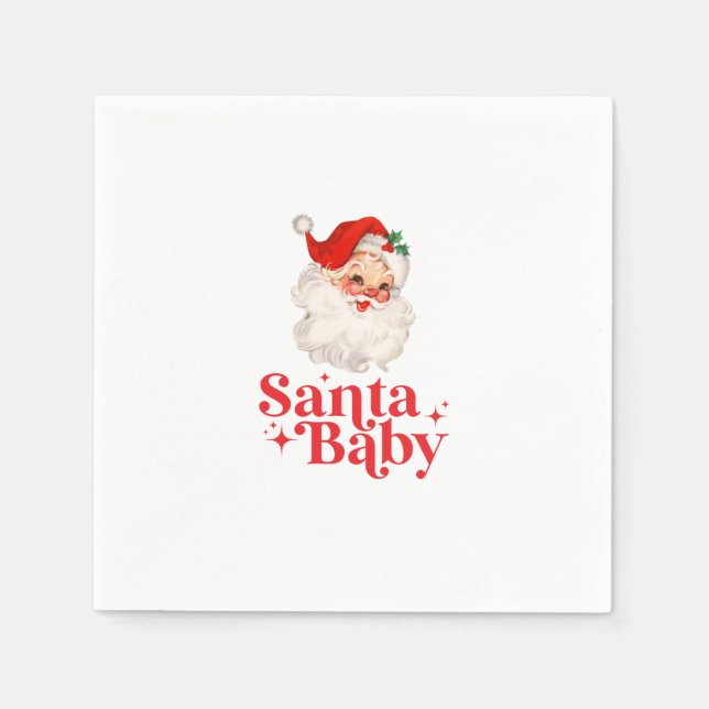 Retro Santa Baby christmas baby shower Napkin (Front)