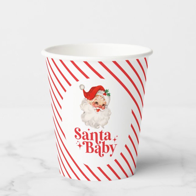 Retro Santa Baby christmas baby shower Paper Cups (Front)