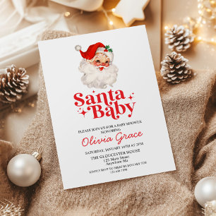 Retro Santa Baby Holiday Baby Shower Invitation