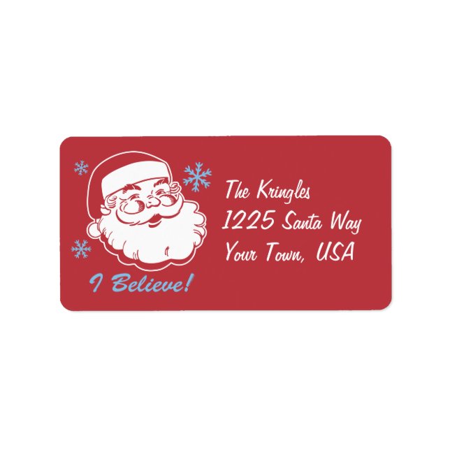 Retro Santa Believe Adress Label (Front)