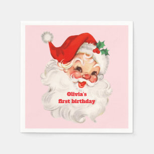 Retro Santa birthday Napkin