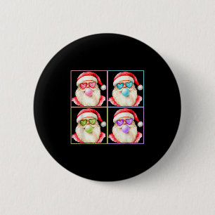Retro Santa Blowing Bubble Gum P Art Sungles Chris 6 Cm Round Badge