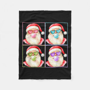 Retro Santa Blowing Bubble Gum P Art Sungles Chris Fleece Blanket