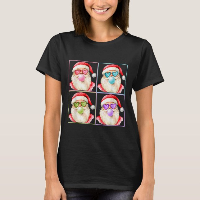Retro Santa Blowing Bubble Gum P Art Sungles Chris T-Shirt (Front)