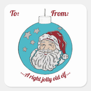 Retro Santa (blue) Square Sticker