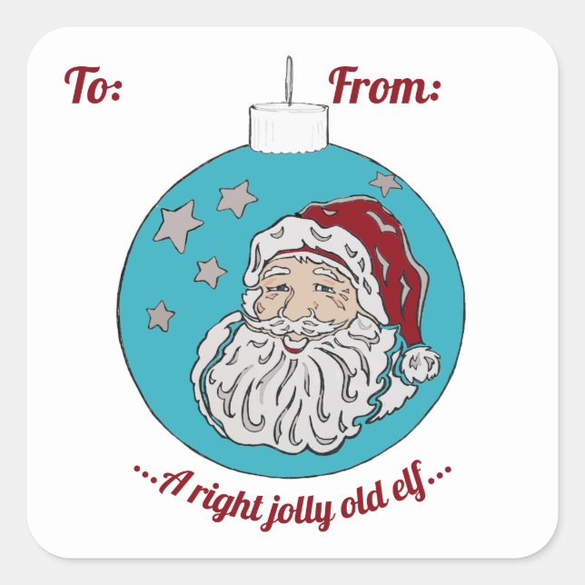 Retro Santa (blue)  Square Sticker (Front)