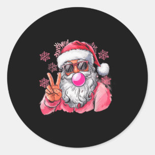 Retro Santa Christmas Blowing Bubble Nk Santa Xmas Classic Round Sticker