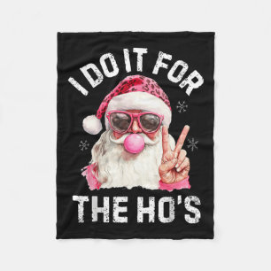 Retro Santa Christmas Blowing Bubble Pink Santa Xm Fleece Blanket