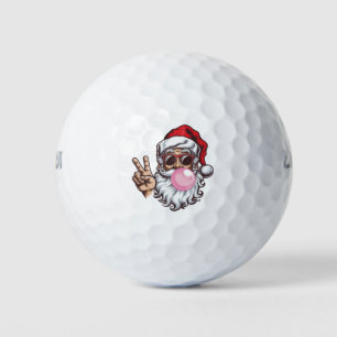 Retro Santa Christmas Blowing Bubble Vintage  Golf Balls